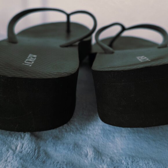 J Crew women's wedge flip-flops, black, size 10 - Picture 3 of 4